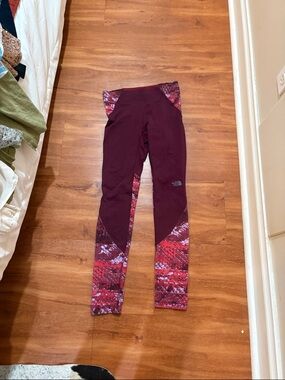 The North Face Burgundy and Red Printed Performance Leggings